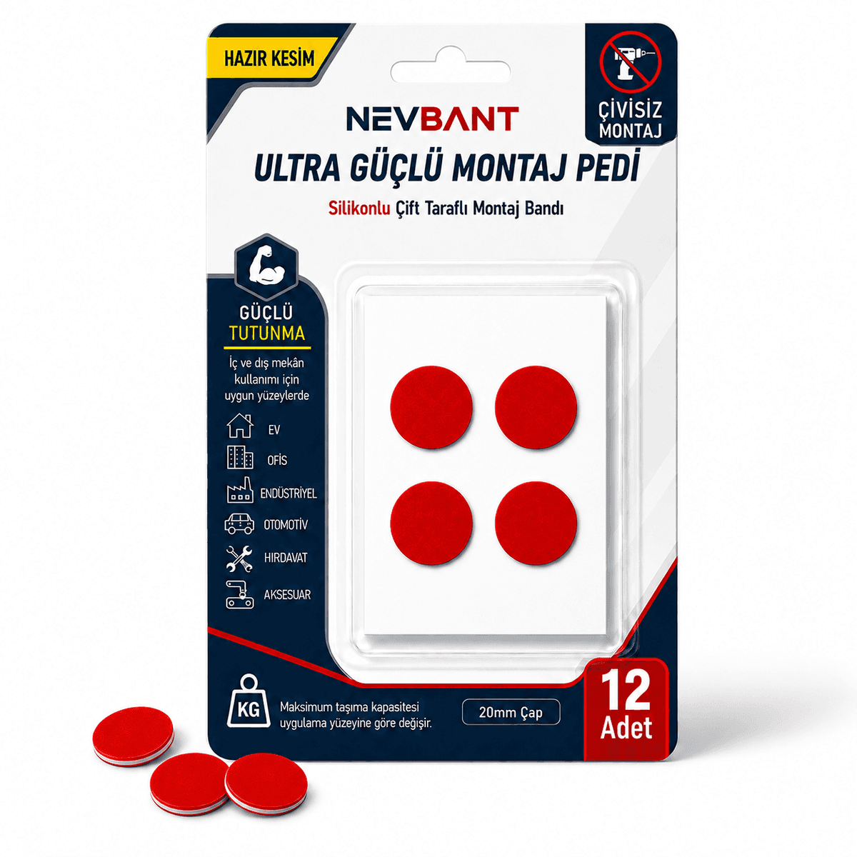 Silikonlu Montaj Dairesel Bandı 20mm